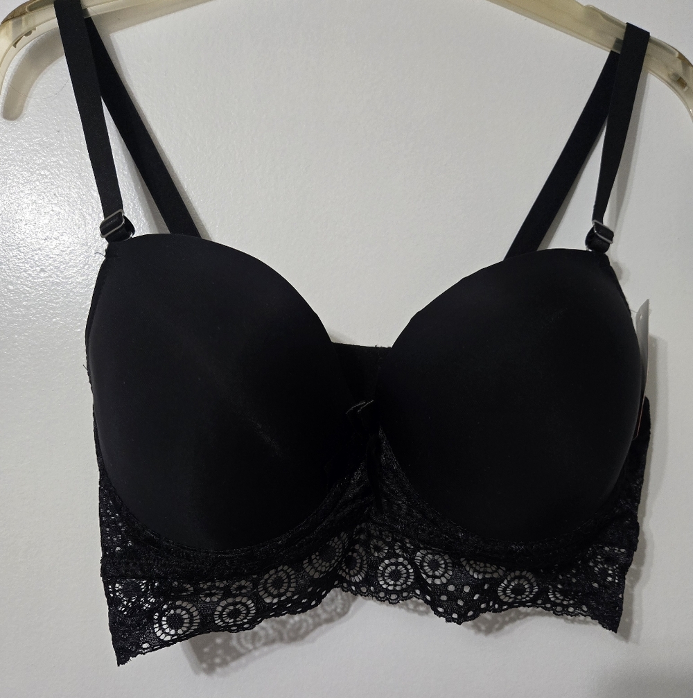 Black Lace Underwire Push-Up Bra